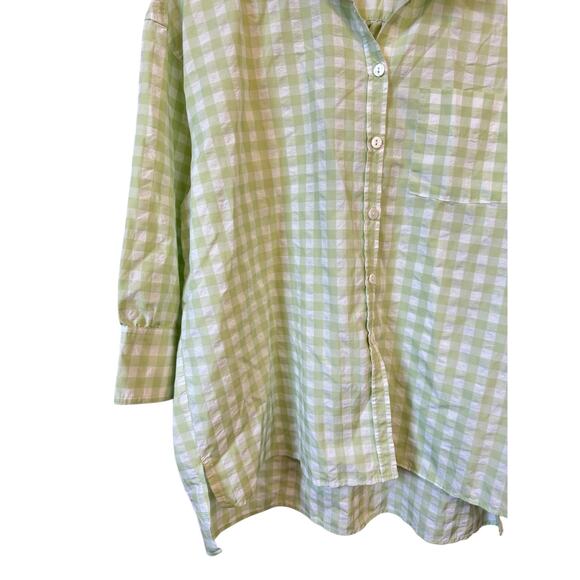 POMANDER PLACE TUCKERNUCK Green Gingham Plaid Adair Boyfriend Button Down Sz XL - Picture 5 of 9